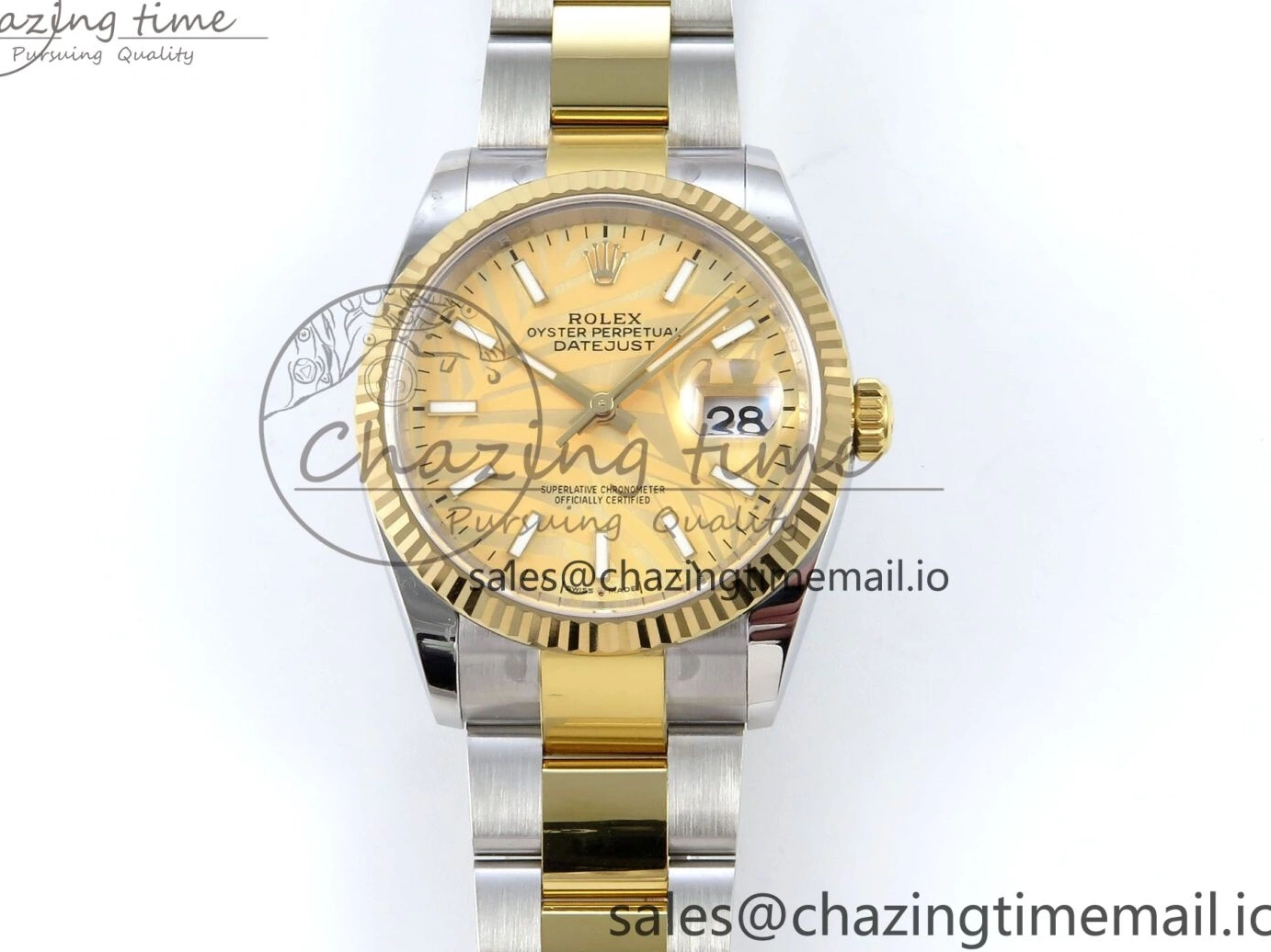 126233 Edition YG Dial 36 A3235 Bracelet on YG Best Leaf SS Stick Oyster DateJust EWEF 0505
